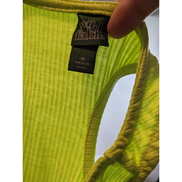 One Sleeve Asymmetrical Lime Green Bodysuit Wild Fable M Snap Layering One Piece - Picture 8 of 9